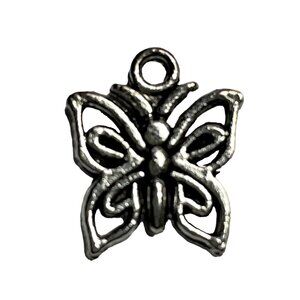 Butterfly Pendant Silver Tone Charm Bracelet Necklace Jewelry Craft Dangle g u